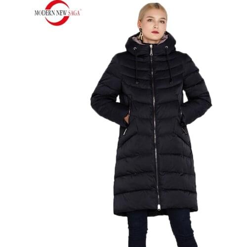 MODERN NEW SAGA 2020 Women Coat Winter Jacket Women Hooded Thick Cotton Padded Coat Warm Parka Women Long Coat Plus Size 4XL-8XL