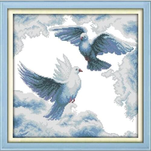 The peaceful white dove cross stitch kit 14ct 11ct stamped canvas cross stitching bird lover embroidery DIY handmade needlework