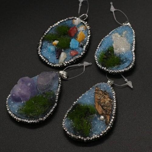 New Style Irregular Resin Set Drill Bonsai Pendant Charms For DIY Necklace Handiwork Sewing Craft Jewelry Accessory Making