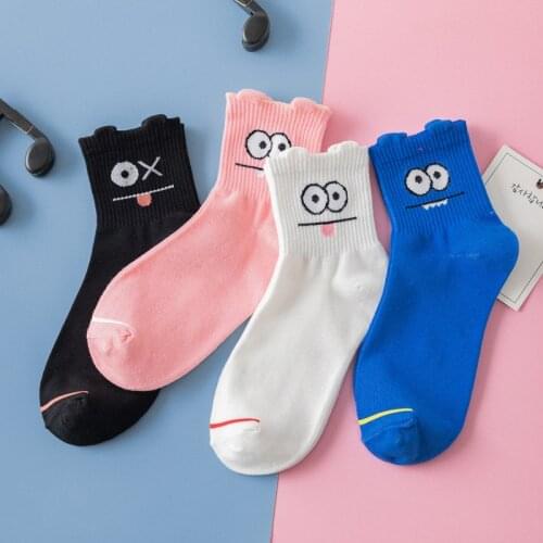 Three-dimensional Big Eyes Korean Socks Female Womens Socks Japanese Cartoon Cute Personality Creative Cotton Happy Funny Socks
