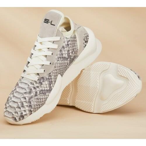 Snake skin 2021 new python leather shoes leather mens shoes womens shoes low-top rubber-soled sports casual shoes