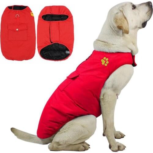 Dog Clothes Reversible Wear Warm Vest For Small Medium Large Dogs Golden Retriever Windproof Jacket Winter Pet Clothing Supplies