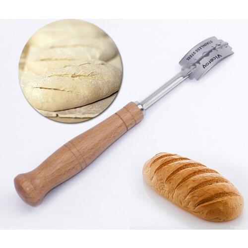 Bread Cutter 5pcs Stainless Steel Blade Practical Baking And Pastry Tools High-grade European Bread Knife With Wooden Handle