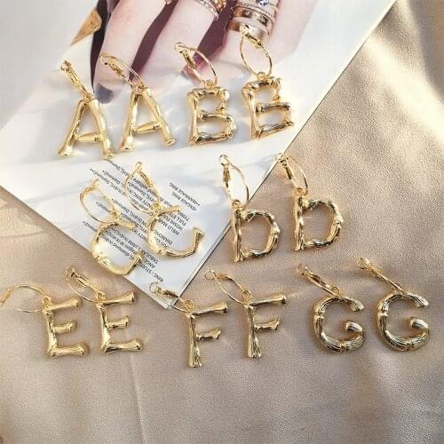 1pair 26 English Letter Pendant Hoop Ear Cartilage Earrings Big Initial Ear Puncture Helix Piercing Earring