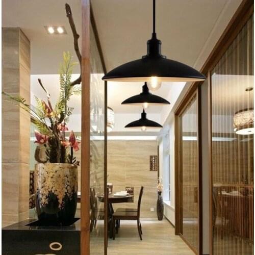 Nordic retro industrial wind iron black chandelier restaurant cafe bar simple pot cover single head Chandelier free shipping