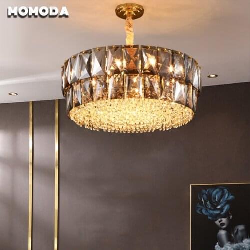 Modern Crystal Chandelier Lighting Luxury Living Room Villa American Style Lamps Simple Dining Room Bedroom Round Light Fixtures