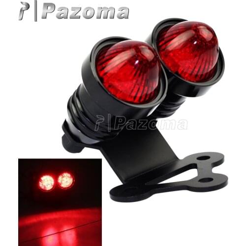 Universal Motorbike Red LED Tail Light CNC Black Motor Motorcycle Stop Brake Lights For Harley Davidson Chopper Custom Bobber