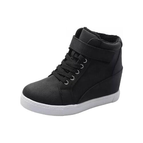 2020 Thick-soled Ankle Boots Womens New Winter Large Size 42 Womens Shoes Casual Warm Velvet Inner Increase Cotton Shoes Boots