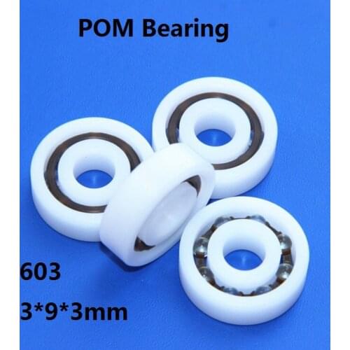 10pcs/50pcs POM bearing 603 3*9*3mm Plastic ball bearings with Glass balls Nylon Cage deep groove 3×9×3mm
