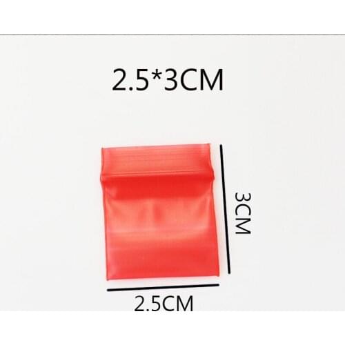 2.5*3CM Wholesale 100Pcs Red Jewelry Pill Pearl Powder Hermetic Bag Zip Lock Plastic Gift Packaging Bags