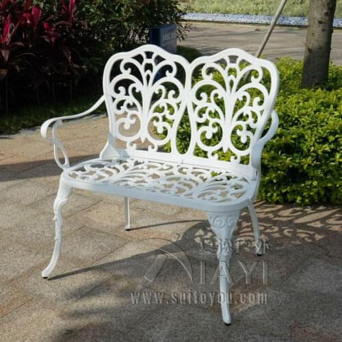 2-person butterfly design cast aluminum bench rust proof patio bench path chair porch chair for home,pool ,courtyard,backyard