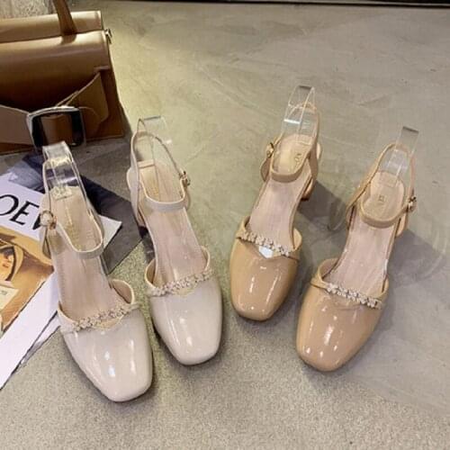 2021 spring and summer new fresh and personality square toe high-heeled sandals