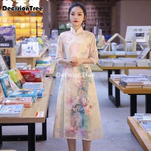 2021 traditional vietnamese clothing aodai vietmam clothes floral asian chinese style cheongsam for women ao dai qipao dress