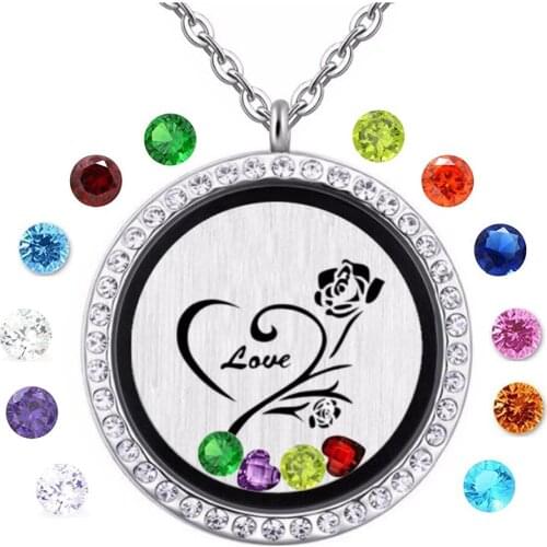 30mm Floating Locket Charms magnetic agnetic floating locket Necklace Pendant With birthstones charm jewelry