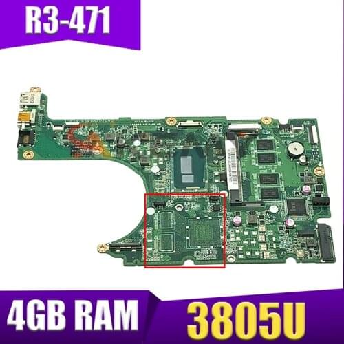 Akemy Laptop motherboard For ACER Aspire R3-471 Pentium 3805U Mainboard DA0ZQXMB8E0 WIth 4GB RAM DDR3