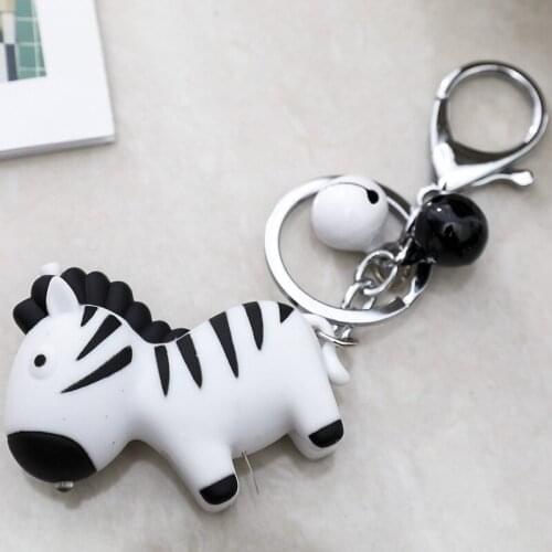 Free Shipping 2021 New Facebook Popular Creative Cute LED Luminous Sounding Zebra Doll Keychain Small Toy Gift Bag Lanyard Cute
