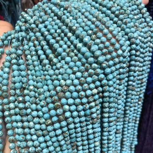 Natural stone Blue Turquoises Beads Section Round Loose isolation Beads For Jewelry Making DIY Bracelet Necklace Accessories