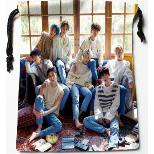 Custom Stray Kids KPOP Drawstring Bags Bright Color Printed Gift Bag Travel Pouch Storage Clothes 18x22cm Satin Fabric 0622