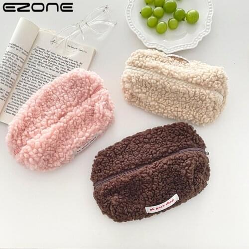 EZONE Lambswool Pencil Case Desktop Storage Bag Cosmetic Make Up Organizer Soft Large Capacity Stationery For School Simple Gift