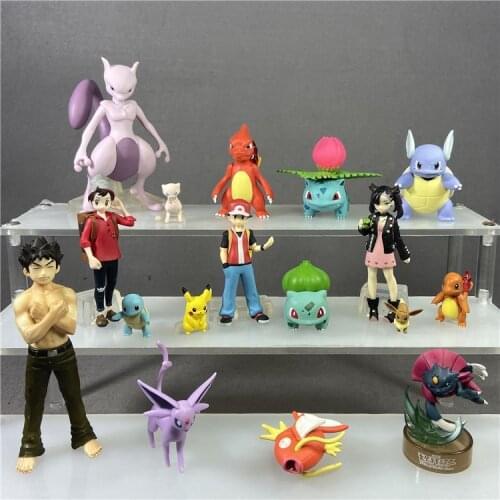 Bandai Genuine Pokemon Ash Ketchum Mewtwo Mew Ivysaur Sneasel Cute Action Figure Ornament Model Toys