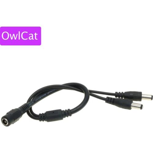 OwlCat DC 1 Female to 2ch Male Power Splitter Cable for CCTV Security Video Surveillance System IP AHD TVI CVI Cameras Power
