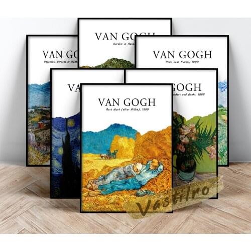 Vincent Van Gogh Famous Classic Poster, Van Gogh The Siesta Canvas Painting, Vase With Oleanders And Books Art Prints, Idea Gift