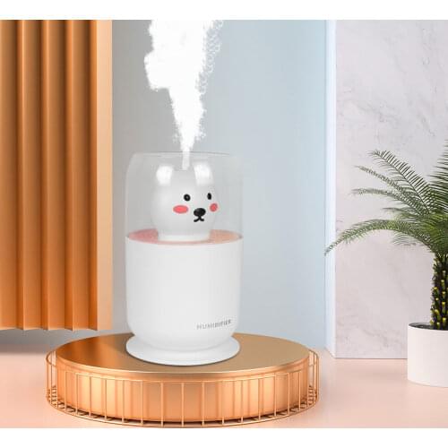 KIMRIG USB 300ml Mini Bear Air Humidifier Aroma Essential Oil Diffuser Light Air Humidifier With LED Night Lamp For Home Bedroom