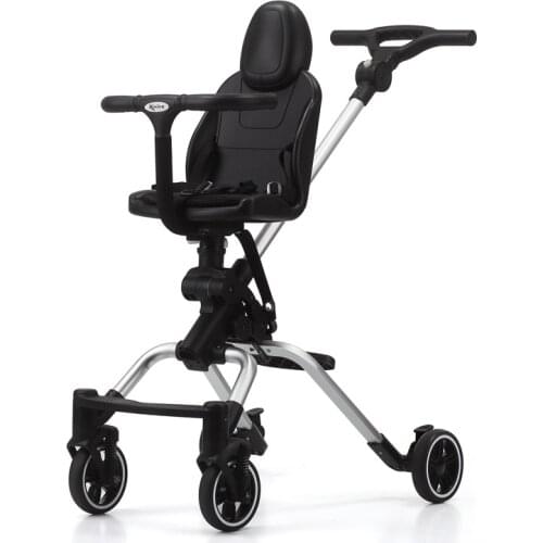 Baby Carriage Lightweight Bidirectional Foldable Stroller Four Wheels Shock Absorption Strolling Baby High Dining Chair