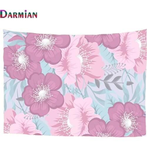 DARMIAN Beautiful Pink Purple Floral Pattern Wall Tapestry Home Decoration Wall Hanging for Bedroom Living Room Background Decor