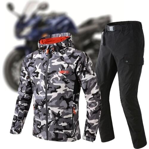 Summer Motorcycle Jacket Man Set Moto Protection Camouflage Stretch Riding Windbreaker Motorbike Riding Moto Jacket Pants Suits