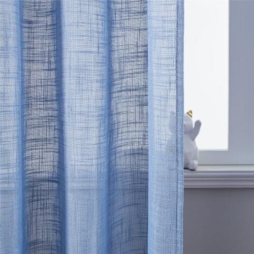 Linen Sheer Curtains Solid Color Window Voile Sheer Curtains for Living Room Home Decor Semi-Shading Curtains Yarn Custom Size