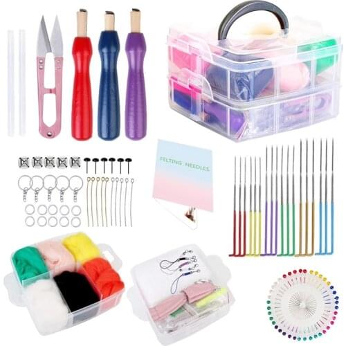 KAOBUY 117Pcs Needle Felting Kit With 6 Color Felting Wool for Felting Needle Felting Supplies Needle Felting Tools For Beginner