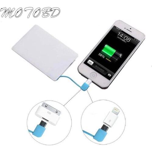New Arrival Super-thin 2600mah Card Power Bank with Micro Usb Cable External Battery Mobile Phone Charger for Phone