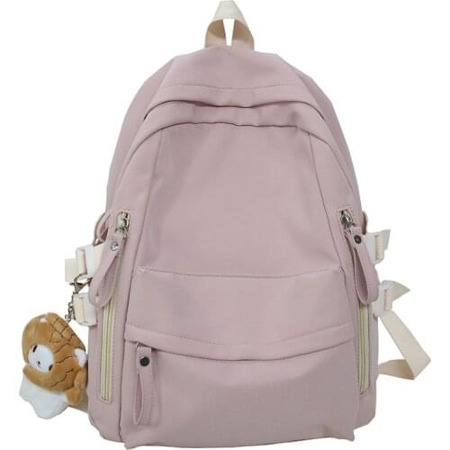 Teenage Girls Solid Color Anti-Theft Backpack Female School Backpack Women Backpack Nylon Fashion School Bag