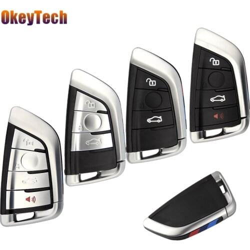 OkeyTech 3/4 Buttons Smart Card Car Key Shell Case For BMW 1 2 7 Series X1 X5 X6 X5M X6M Auto Remote Key Cover Fob Insert Blade