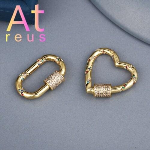 Oval Heart Shape Clasps Hooks 4Color Copper Micro Pave Zirconia Jewelry Making Supplies DIY Bracelet Necklace Handmade Jewelry