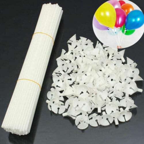 50pcs White 32cm Balloon Stick Pole Plastic Rods Holder Cup Birthday Party Christmas Wedding Balloons Decoration Accessories