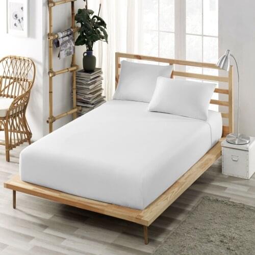 Fitted Bed Sheet Cotton Jersey King Size Double Twin Mattress Cover Soft White