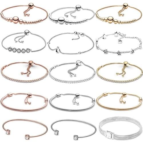 Special Offer 37 Styles Sterling Silver Color Bracelets Adjustable Chain Charm Bracelet Bangle For Women Men Jewelry 2021 Trend