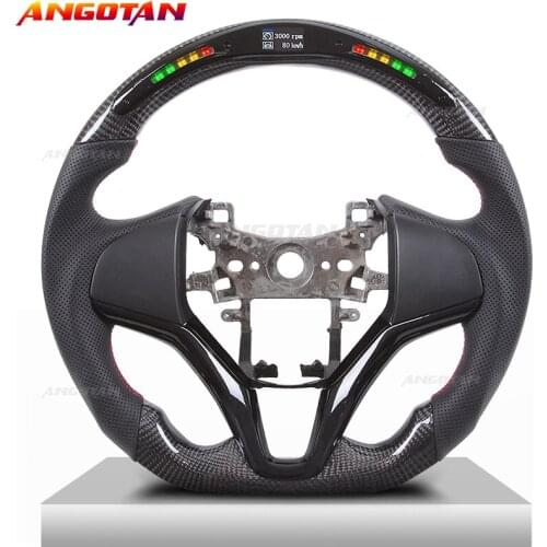 Sports Car Steering Wheel for Honda FIT Carbon Fiber Perforated Real Leather Wheel