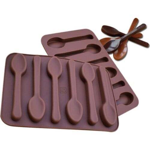 6-cavity realistic spoon silicone chocolate mould, silicone cake mould, baking mould, spoon