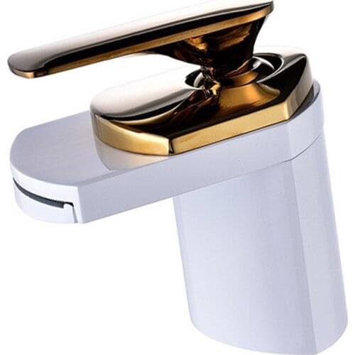 Bathroom Basin Faucet Solid Brass Waterfall Sink Mixer Tap Hot & Cold Single Handle Lavatory Deck Water Crane Free Shipping