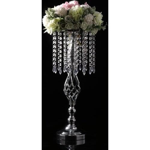 Modern Candlestick Wedding Props Crystal Bead Curtain Rotating Candlestick Flower Bracket Vase Candle Stand Christmas Gift