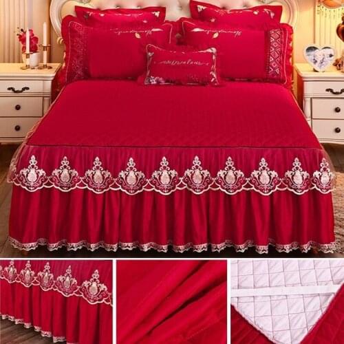 Bedroom Textile Lace Quilted Bed Skirt Polyester Cotton Luxury Bedspread Thick Skirt Board Bed Sheet Queen Size Bed Full Size