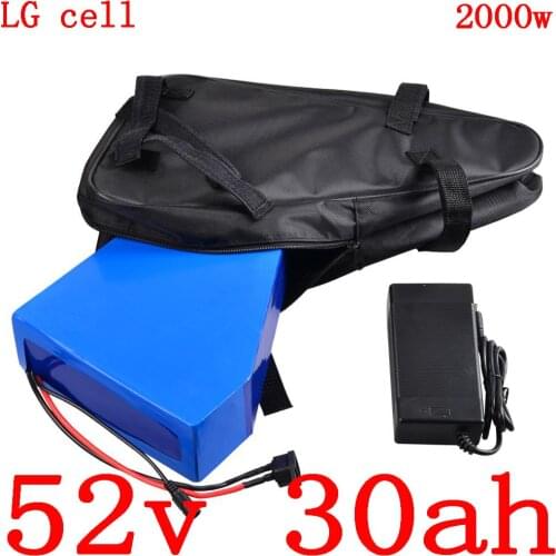 52V 1000W 1500W 2000W ebike battery 52V 30AH electric bicycle batttery 52V 30AH Lithium battery use LG cell with 50A BMS+charger