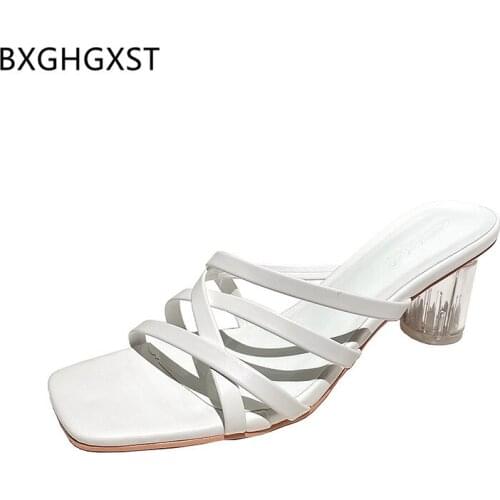 Pumps Woman Shoes Transparent Heels Summer Slippers for Woman Casual Square Toe Heels Hight Heels Women 2021 Slippers Women