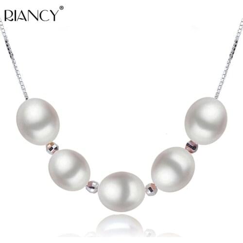 Fashion natural freshwater pearl necklace jewelry,925 sterling silver chain necklace for women fine jewelry wedding gift