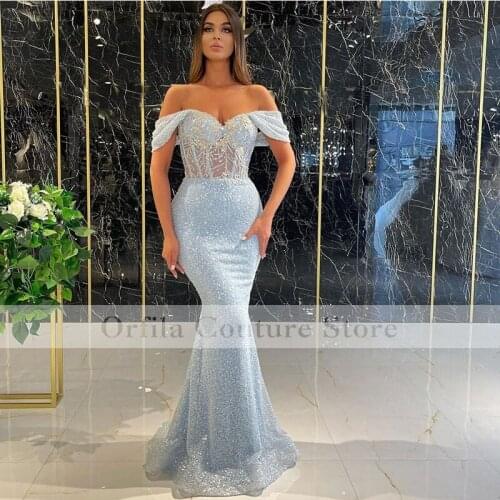 Formal Women Evening Dress Mermaid Sequins Sparkly Vestidos Prom Party Gowns 2021 2021 robe de soirée femme