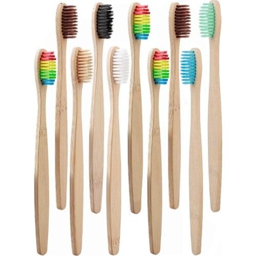 2pcs/set Environmental Bamboo Charcoal Toothbrushes For Oral Health Low Carbon Medium Soft Bristle Wooden Handle Toothbrush