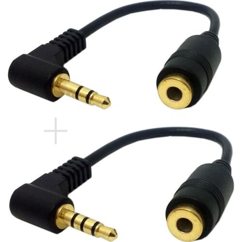 1Set 3/4 Poles Audio Stereo 90 Degree Right Angled 3.5mm Male to Female Extension Cable